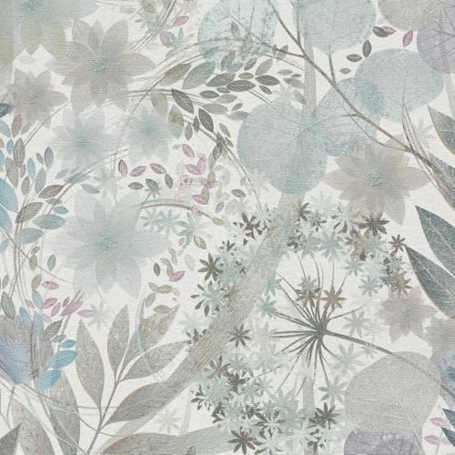Erismann Secret Grove Vinyl Textured Leaf Wallpaper Soft Blue/Grey 10506-24 - Feature Wall Paper for Living Room Bedroom Lounge Kitchen Hallway