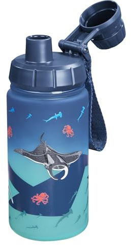Step by Step Trinkflasche „Underwater“, blau, BPA-frei, für Schule, Kindergarten, heiße und kohlensäurehaltige Getränke, für Jungen und Mädchen, 0,55 Liter