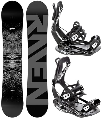 Raven Snowboard Set: Snowboard Mystic + Bindung Fastec FT360 Black (170 cm Wide + FT360 Black XL)