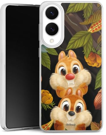 Silikon Hülle kompatibel mit Samsung Galaxy S 25 Edge Case transparent Handyhülle Disney Chip und Chap Offizielles Lizenzprodukt