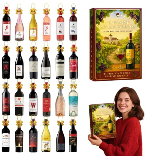Wein-Adventskalender 2025, 2025 Wein-Adventskalender, 24 Tage Weihnachts-Adventskalenderboxen, eine tägliche Verkostungsreise durch die vielfältigen Aromen der Weine (1 Stück)