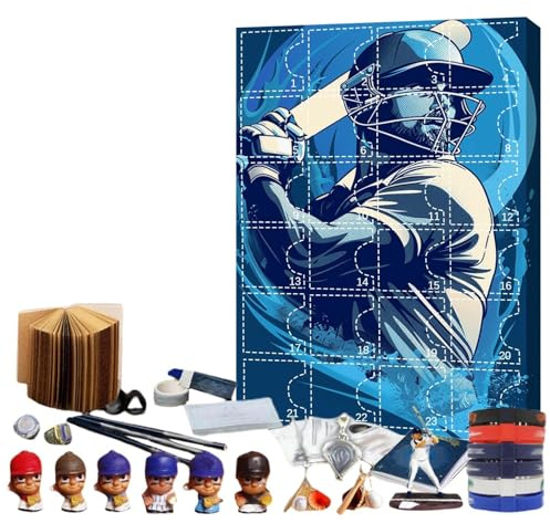 Baseball Adventskalender 2025,Weihnachtskalender Jungen Adventskalender Sport, Adventskalenders für Teen Jungen, 24 Tage Baseball Set Geschenke (Blau)