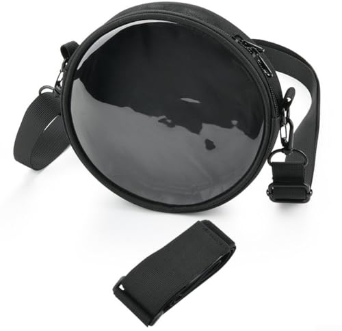 Feeshoppher CD-Player-Aufbewahrungstasche mit verstellbarem Schultergurt und Taillenband, schwarz, tragbare Tragetasche mit transparentem Fenster und mehreren Taschen für CDs, Kopfhörer und Acce