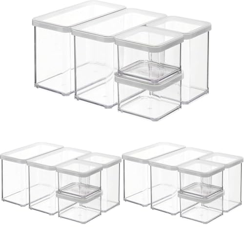 Rotho Loft 5er-Set Vorratsdosen mit Deckel verschiedene Größen, lebensmittelechter Kunststoff (PP) BPA-frei, 2 x 2.1l, 1 x 1.0l, 2 x 0.5l (30.0 x 21.0 x 15.0 cm) (transparent/weiss) (Packung mit 3)