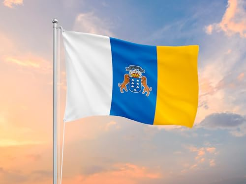 Flagge der Gemeinschaft der Kanarischen Inseln 85 x 150 cm | verstärkten und mit pespuntes| der Gemeinschaft der Kanarischen Inseln Flagge mit 2 Metallösen