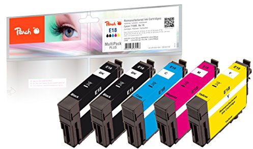 Peach E18 Spar Pack Plus Druckerpatronen (2xBK, C, M, Y) ersetzt Epson No. 18, C13T18064010 für z.B. Epson Expression Home XP -100, Epson Expression Home XP -102, Epson Expression Home XP -200