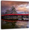 Pixxprint asiatischer Tempel an See, Größe: 40x40 cm, Leinwandbild Quadratisch, Wandbild, Kunstdruck, fertig bespannt