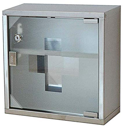 Natsen Edelstahl Medizinschrank Erste Hilfe Schrank Arzneischrank Medikamentenschrank Arzneimittelschranks Wandschränke 2 Fächer 30 * 30 * 12 cm(Silber)