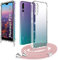 XCYYOO Étui Coque Universel avec Cordon Sangle Dragonne pour Huawei P20 Pro,Housse en Silicone avec Collier Transparent Lanyard Case Réglable Téléphone Portable,Or Rose