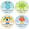 Papierdrachen 24 individuelle Namensaufkleber zum Markieren von Heften und Schul-Büchern - Monster - personalisierte Sticker für Kinder - Geschenk zur Einschulung - Schulbuchetiketten