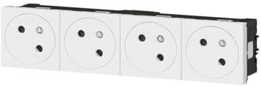 Legrand 077144L Quadruple Prise de Surface Mosaic Link Raccordement Latéral, Courant 2P+T, 8 Modules, Blanc