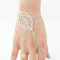TseenYi Boho Blatt Finger Ring Armband Gold Sklave Armband Ring Verstellbare Hand Kette Schmuck für Frauen Mädchen (Silber)