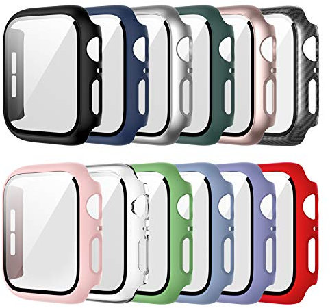 12er Pack Haojavo Hülle Kompatibel mit Apple Watch Series 3/2/1 38MM, Schutzhülle Gehäuse für iwatch 38 MM Smartwatch Case aus Hart Schutz und HD Gehärtetes Displayschutz