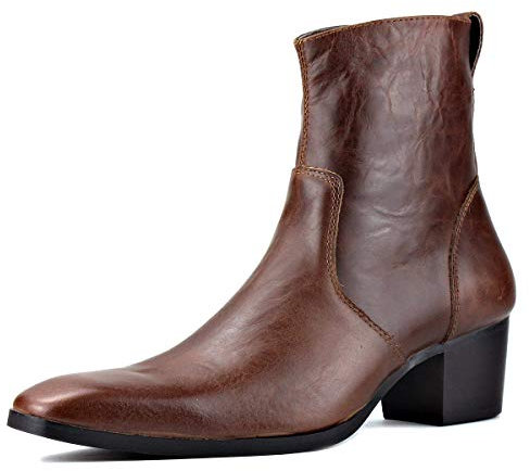 OSSTONE Stivaletto da Uomo Chukka in Pelle Stivaletti firmati Scarpe Casual Tacco Chelsea Stivali OS-JY002-Coffee-IT 9 caffè Marrone