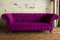 jvmoebel Chesterfield 3 Sitzers Klassische Luxus Lila Pink Rosa Sofa Couch Textil Couch