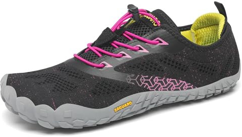 SAGUARO Chaussures de Trail Homme Femme Chaussures Minimalistes Légère Flexible Chaussures Aquatiques Souple Confortable Barefoot Shoes pour Running Gym Training Fitness, Noir Rose, 38 EU