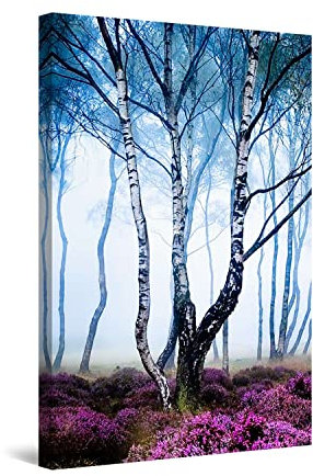 Startonight Impression sur Toile Forêt Pourpre - Tableau Nature - Decoration Murale Salon Moderne - Image sur Toile - Grande 80 x 120 cm Idée Cadeau Élégante et Originale Effet Lumineux Nocturne