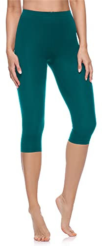 Merry Style Leggings Donna 3/4 Pantaloni Capri Morbidi e Confortevoli Leggins Donna in Cotone Traspirante Elastici e Delicati sulla Pelle Sensibile MS10-199 (Verde Smeraldo, S)