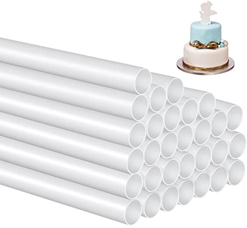 Alzata per Torta 30 Pezzi Bacchette Torta In Plastica Riutilizzabili Colonne Cave Per Utilizzato Per La Costruzione e L'impilamento Di Torte a Strati Acrilico Pioli per Torte A Piani, 30 Cm