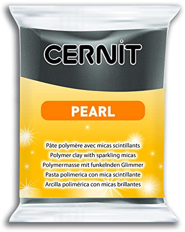 CERNIT CE0860056100C - Un Pain de Pâte Polymère PEARL - Pâte à Modeler à Cuire - Couleur Noir - Bloc de 56 g