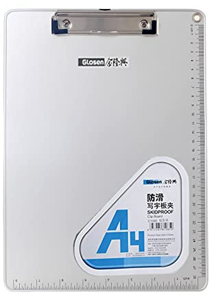 A4 Metall Klemmbrett, Anti-Rutsche Rückseite, Gummierter Metalklemme, Hartfaser Schreibbrett mit Aufhängeose, Papierhalter Clipboard, Stabil Schick, Aluminiumlegierung Schreibplatte TKD8053-A4-1x