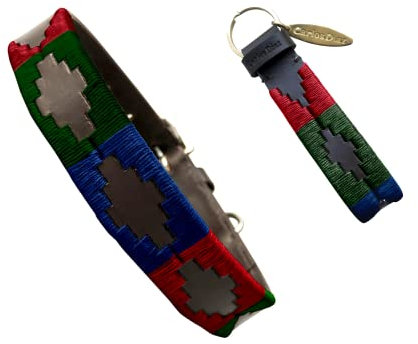 Carlos Diaz Echtes Leder gewachstes Premium-Polo-Hundehalsband mit Stickerei M