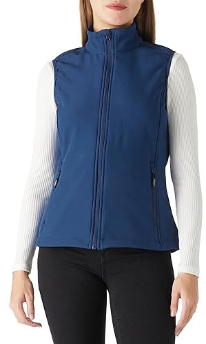Outdoor Ventures Gilet softshell pour femme - Sans manches - Léger - Coupe-vent - Chaud - Polaire - Col montant - Sport - Golf - Avec 4 poches - Pour la randonnée, le camping, bleu foncé, L