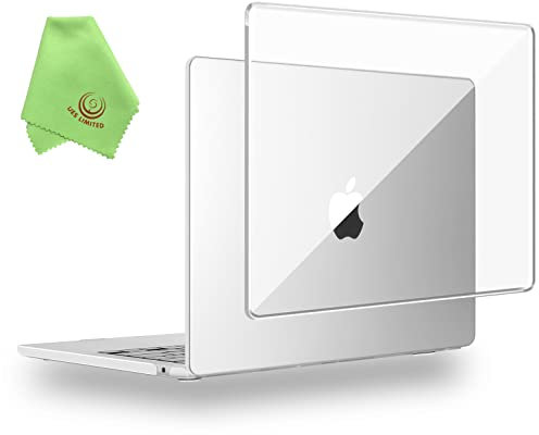 UESWILL Funda compatible con MacBook Air de 13 pulgadas M2 M3 2022-2024 modelo A2681 A3113 con pantalla Retina líquida de 13.6 pulgadas, Touch ID, funda transparente brillante transparente