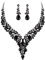 Clearine Hochzeit Schmuck-Set Tropfen Strass Cluster Statement Halskette und Ohrhänger-Set Kostümschmuck für Damen Schwarz Schwarz-Ton