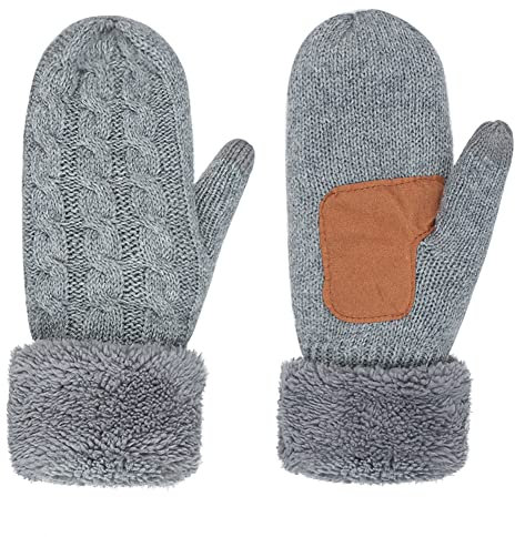 Fäustlinge Damen Herren Fausthandschuhe Gestrickt Winterhandschuhe Touchscreen Handschuhe Warm Skihandschuhe Winddicht Handschuh Junge Mädchen Sporthandschuhe für Radfahren Laufen Snowboard