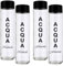 BrandPrint - Set di 4 Bottiglie in Vetro Cilindro da 750 ml con Tappo a Vite | 2 Serigrafate Acqua Naturale e 2 Acqua Frizzante | Design Elegante e Versatile