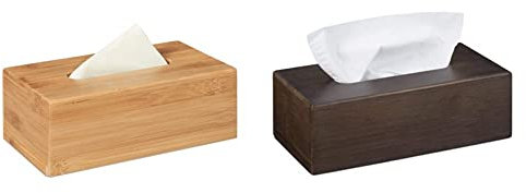 Relaxdays Kosmetiktuchbox, aus Bambus, Box für Kosmetik- & Taschentücher, Natur & Tücherbox Bambus, Taschentuchbox mit Schiebeboden, Tissue Box für Taschentücher, HBT: 7,5x24x12cm, Dunkelbraun