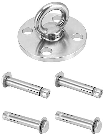 QWORK® Gancio da soffitto per carichi Pesanti con bulloni di Ancoraggio per Sacco da Boxe Sedia sospesa Amaca Nido Altalena - Acciaio Inossidabile SUS 304 - Fino a 500 kg