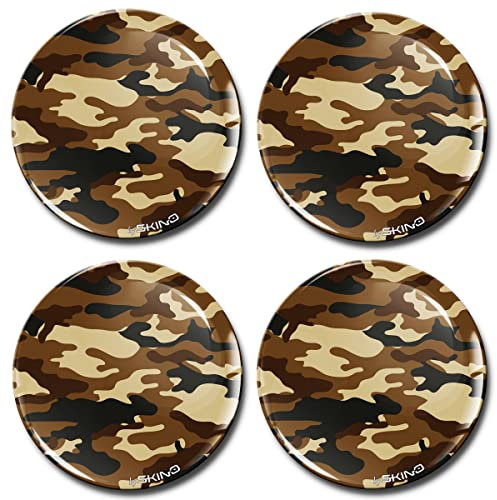 Biomar Labs 4 x 70mm Aufkleber 3D Silikon Camouflage Braun Radkappen Nabenkappen Radnabendeckel Rad-Aufkleber Nabendeckel A 1870 Z*