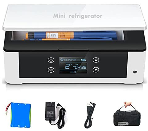 SANFAG Mini Nevera Medicamentos Y Enfriador de Insulina Coche, Nevera Pequeña, Nevera Portátil para Insulina, para Viajes, Hogar, Exteriores, Caja para Medicamentos