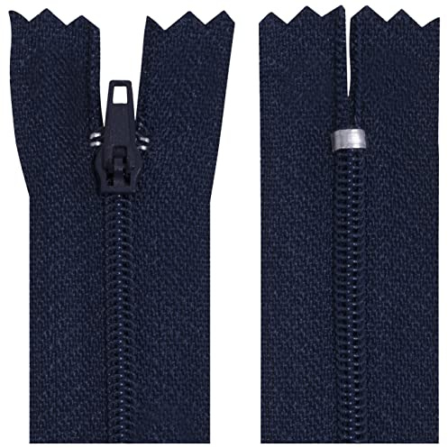 Aerzetix - C63464 - Set di 10 Cerniere Lampo a Spirale N°3 Non separabile 40cm in Nylon - cursore autobloccante in Metallo - Colore Blu Scuro - Abbigliamento Cucito Pantaloni merceria