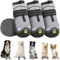 Eyein Hundeschuhe Pfotenschutz, 4 Stück atmungsaktiv Hundeschuhe mit Rutschfester Sohle und reflektierendem Klettverschluss für kleine, mittlere und große Hunde, Sport im Freien, Grau, Größe 3