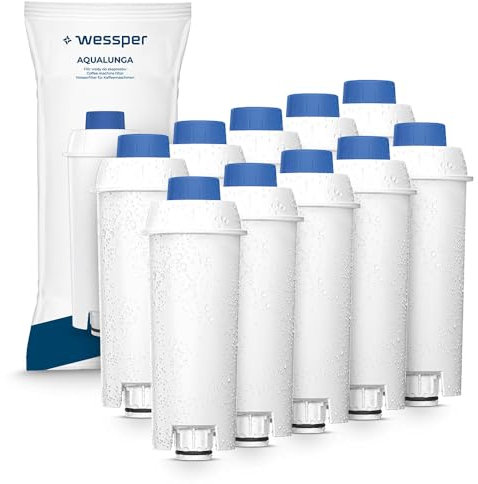 Wessper Set da 8 Filtro Acqua per Macchine da Caffè Delonghi DLSC002, SER3017 & 5513292811 - Compatibile con le Serie ECAM, ESAM, ETAM | Adatto a Dinamica, PimaDonna | Cartucce a Carbone Attivo
