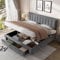 Tkopy Doppelbett 180x200, Polsterbett mit Schubladen und Stauraum, Bett mit Lattenrost und Kopfteil, Stauraumbett Hydraulisch Polsterbett Rückenlehne Bett, Samtstoff, Grau (ohne Matratze)