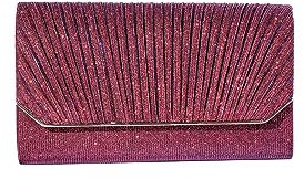 CORIOS Borsetta da Sera Donna Clutch Bag con Paillettes Pochette Piccolo con Catena Elegante Borsa a Spalla Borsa Sposa Bling Borsa a Tracolla per Cerimonia Festa Ballo Cocktail Fucsia