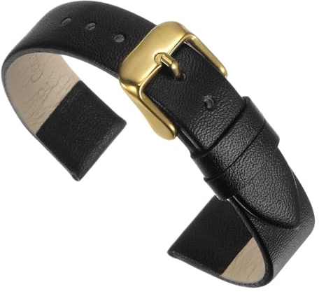 QUARKZMAN Cinturino Orologio in Vero Pelle Larghezza, Cinturino Orologio Piatto Sottile Elegante con Fibbia Tono Dorato per Uomini Donne