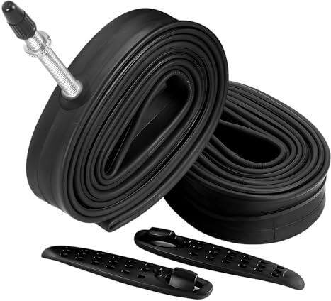 FANSPRO 2 Stück 700 x 23-25c Fahrradschlauch Rennrad-Innenschläuche, 60 mm Presta-Ventil, Premium-Qualität Butyl-Schlauch mit 2 Reifenhebern