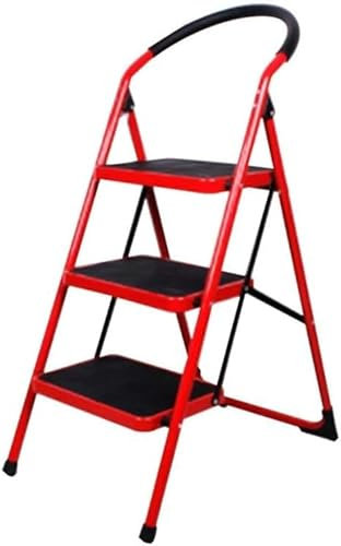 MKYOKO Trittleiter Roter Leiter-Tritthocker, Eisenmaterial, stabil, rutschfest, für Büro, Rolltreppe, Verbreiterung der Fußleiter, klappbarer Tritthocker, leicht klappbar