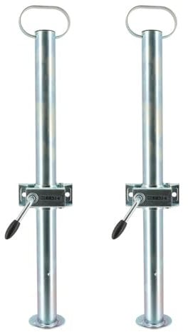 Béquilles de support pour remorque x2 + brides de fixation x2 - Hauteur 700mm - Dia 48mm - Acier galvanisé - Pied stabilisation