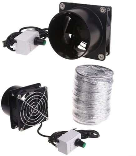 Sileduove Flue Inline Extractor Fan, Pipe Duct, Exhaust Fan, USB, Adjustable Speed (Fan Plus 3 m Pipe)
