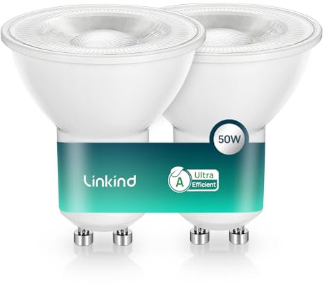 Linkind Ultraeffiziente GU10 LED Lampe, 2W ersetzt 50W, 4000K Neutralweiß mit Energieeffizienz-Label-A, Nicht Dimmbar GU10 Glühbirne 360Lm, 36°enge Abstrahlwinkel, Klasse A GU10 LED Birne, 2 Stück