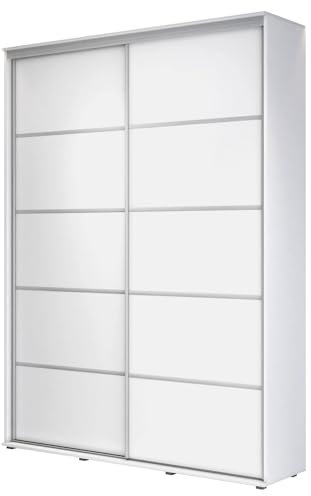 Meble Slupia - ZUZA Plus Garderobenschrank - Kleiderschrank Schiebetüren - 100 x 242 x 45 cm - Kleiderstange Schrank - Kleider Schrank für Schlafzimmer, Flur, Jugendzimmer - Weiß