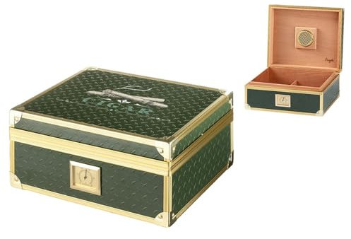 Angelo Humidor grün mit goldenem Metallrahmen für bis zu 50 Zigarren