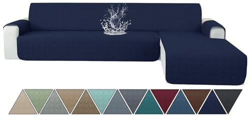 Ystyle Couch Überzug L Form 2 Sitzer wasserdichte, Sofa Cover L Shape Reversibel Universal, Sofabezug Ecksofa L Form Waschbar, Couchbezug L Form Kratzfester Für Katze Hund, Dunkelblau
