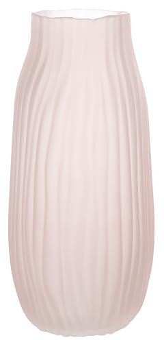 JAKY Global Grand Vase Moderne en Verre Rose H-31cm Grand Vase nervuré pour Fleurs - Parfait pour la Maison, Le Bureau, Les centres de Table et Le Salon Vases en Verre pour Fleurs (Rose 31cm)